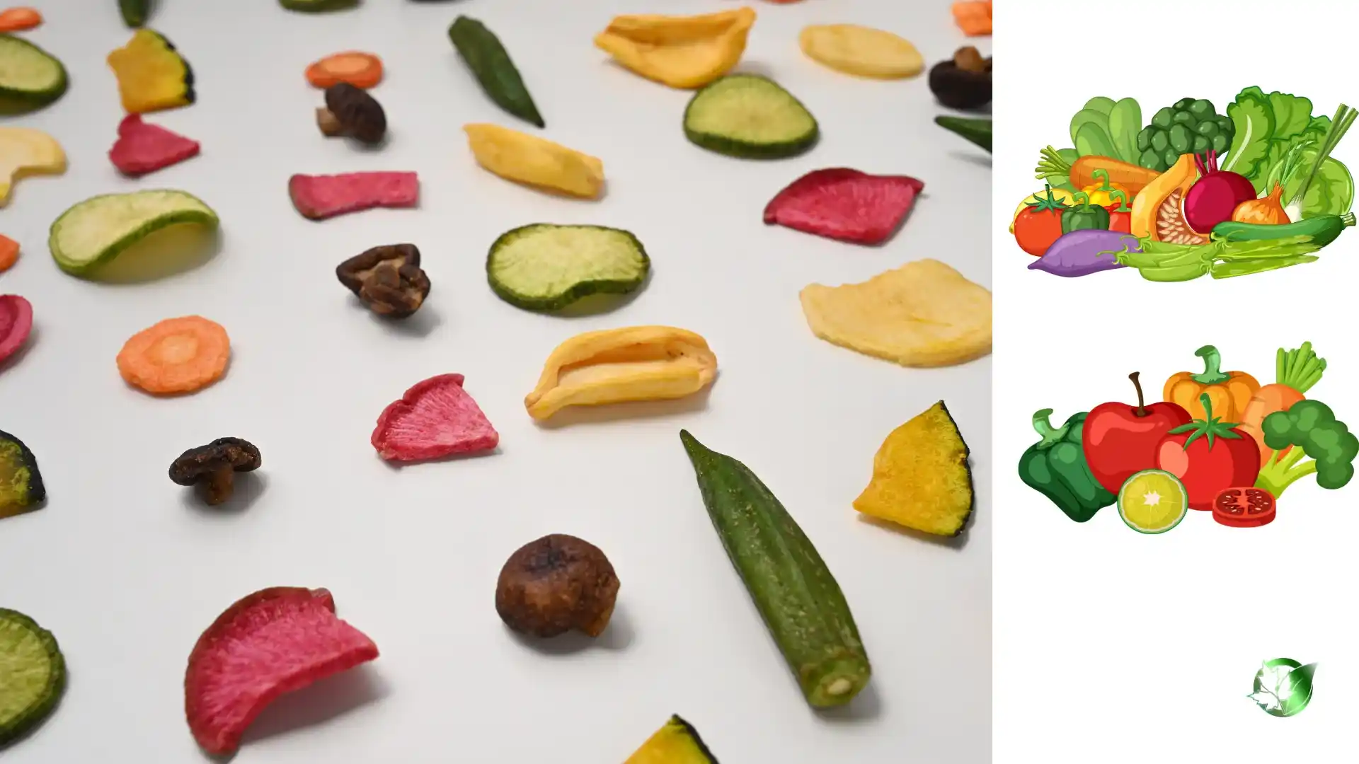 Commercial presentation of Dried Vegetables for wholesale product evaluation and buyer review.